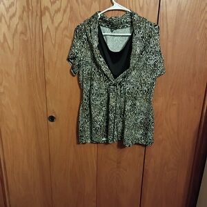 Notations Black and Brown Patterned Top